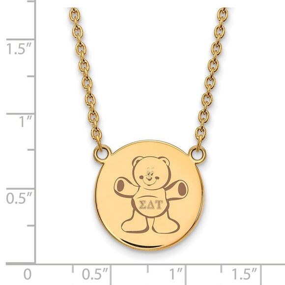 14K Plated Silver Sigma Delta Tau Large Enamel Necklace - Picture 2 of 5